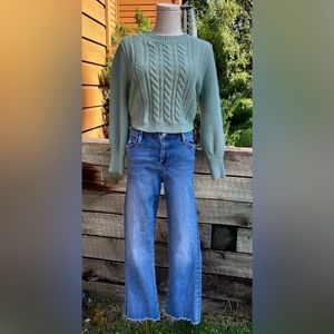 Free People Distressed High Rise Flare Jeans